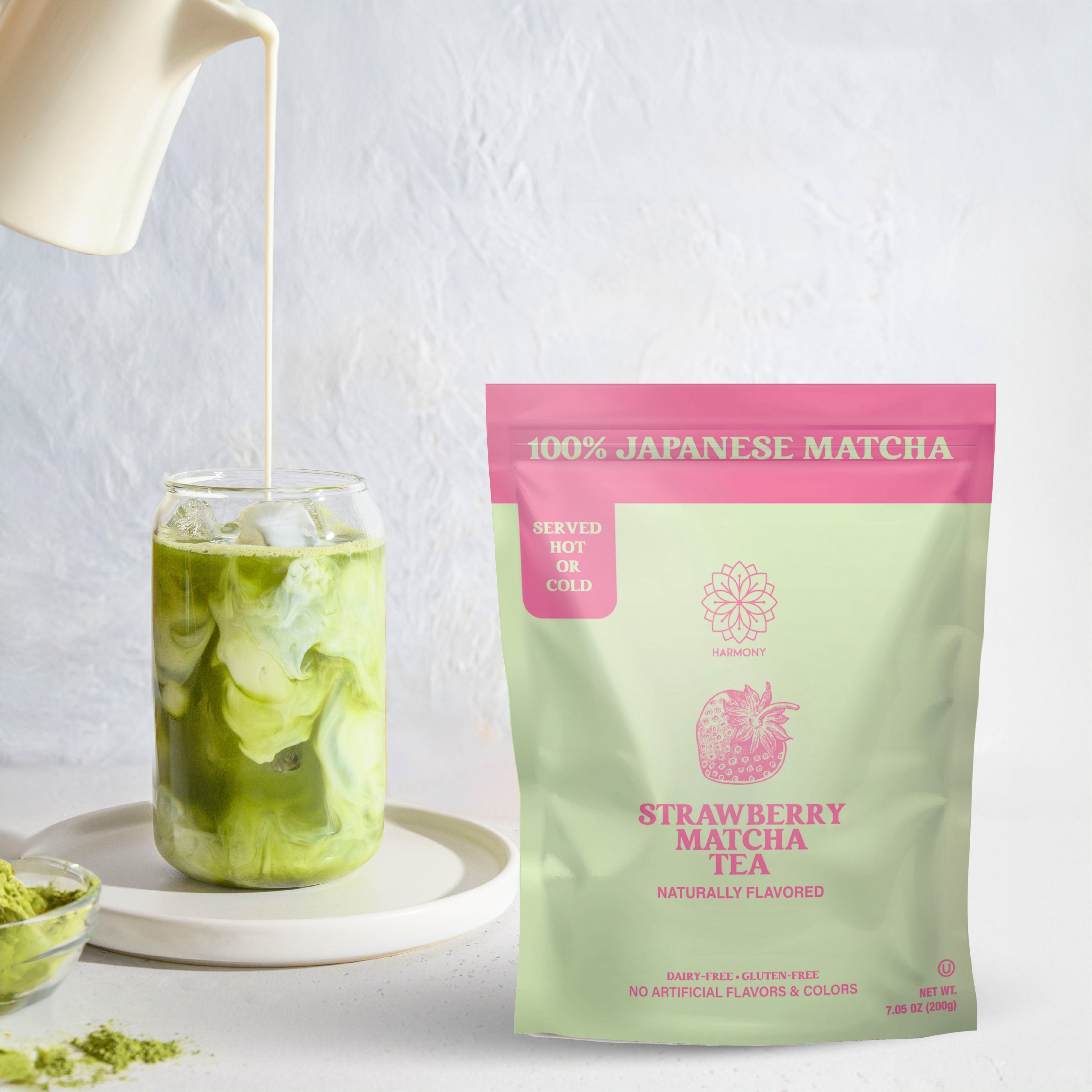 Harmony Matcha Strawberry – Premium Shade-Grown Japanese Matcha, Sweetened with Organic Sugar (20 Servings)